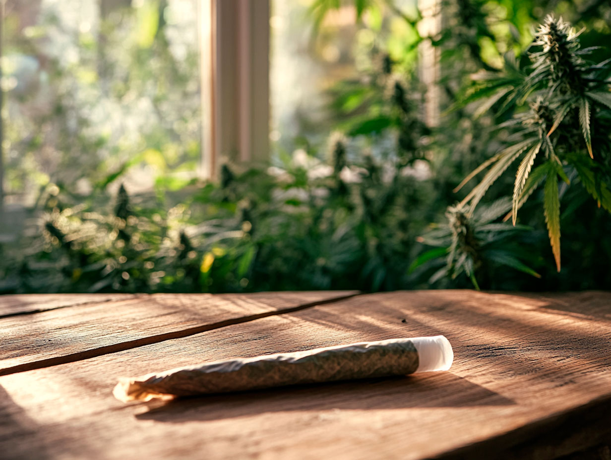 Joint held by hand showing sticky resin build-up on the white roach, demonstrating what is a white roach and its role as a resin collector.