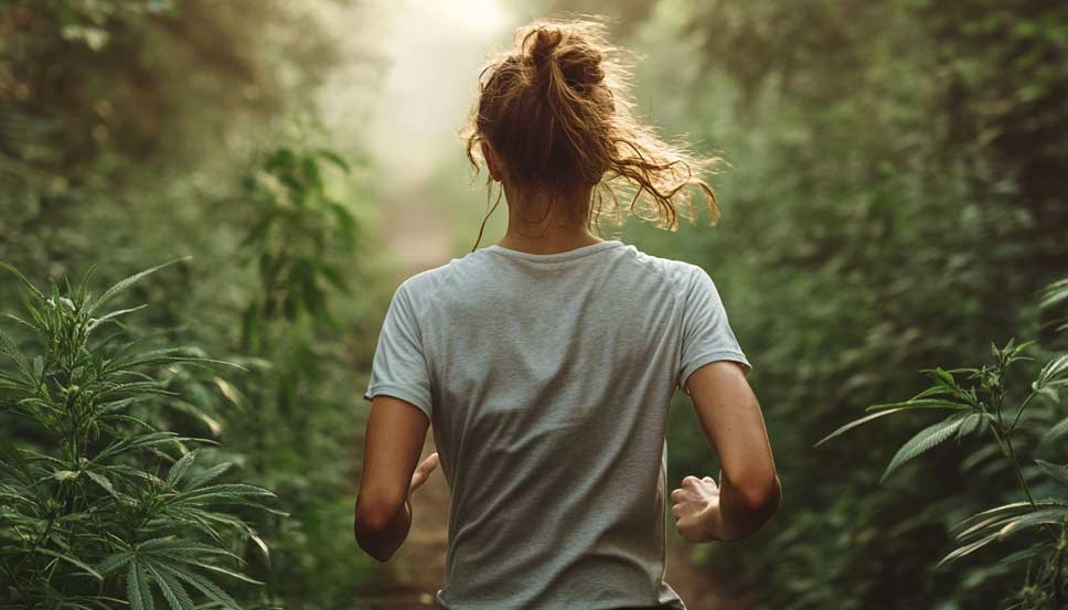 Runner enjoying outdoor workout combining weed and gym for better focus and endurance